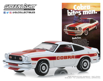 Ford Mustang II Cobra II “Cobra Bites Man. Both Live" (1978) Greenlight 1/64 