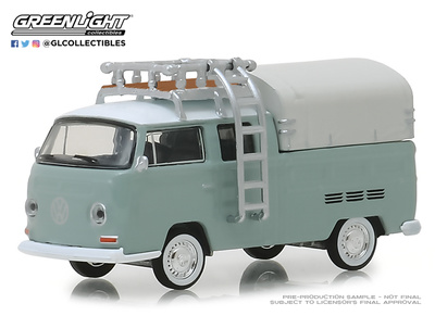 Furgoneta Volkswagen T2 Cabina doble con toldo y baca (1974) Greenlight escala 1/64