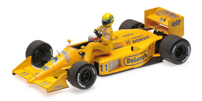 Lotus 99T "GP. Italia" nº 11 con figuras de Ayrton Senna y Satoru Nakajima (1987) Minichamps 1/18