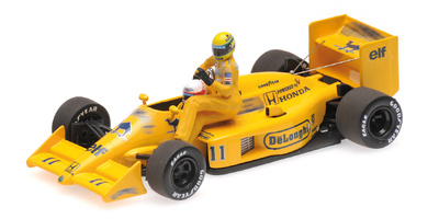 Lotus 99T "GP. Italia" nº 11 con figuras de Ayrton Senna y Satoru Nakajima (1987) Minichamps 1/43