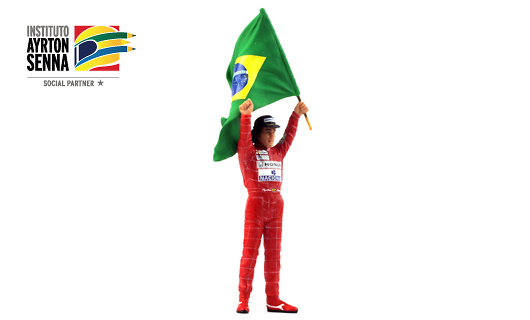 Ayrton Senna Figura tipo IV con Bandera Brasileña (1991) True Scale TSM12AC16 1/18 