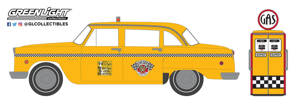 Checker Motors Marathon A11 Taxi con surtidor (1978) Greenlight 97070E 1/64 