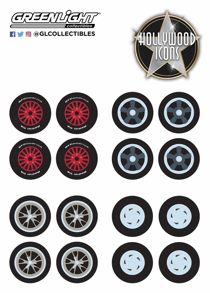 Conjunto de llantas y neumáticos Series 3 Hollywood Icons greenlight 16050C 1/64 