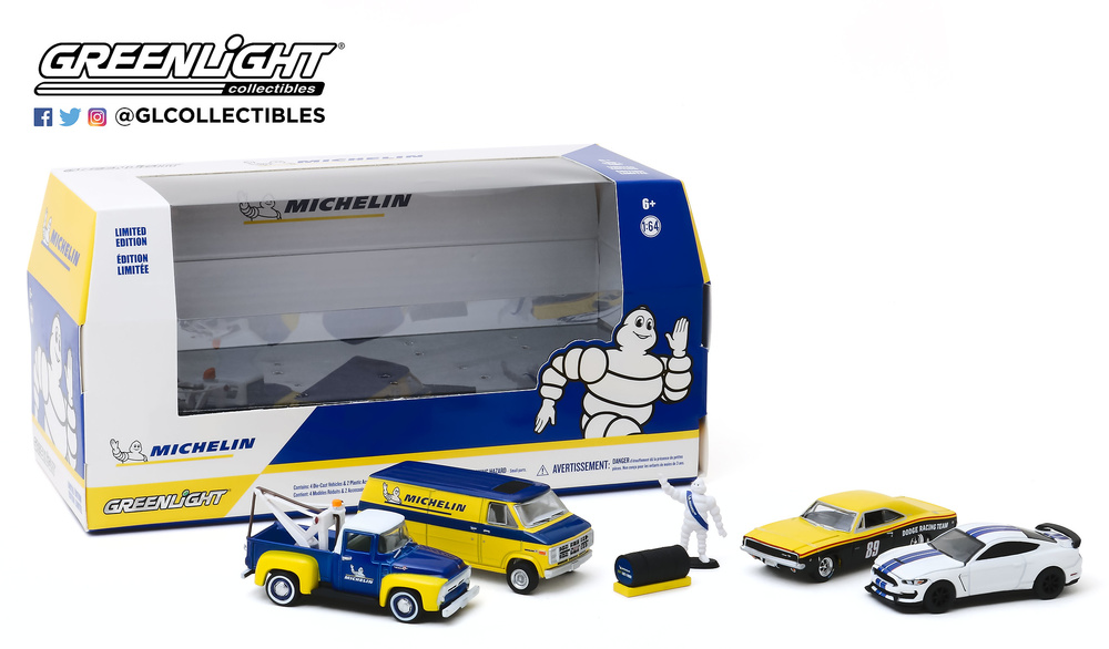 Diorama 4 vehículos Michelin Service Center Greenlight 58049 1/64 