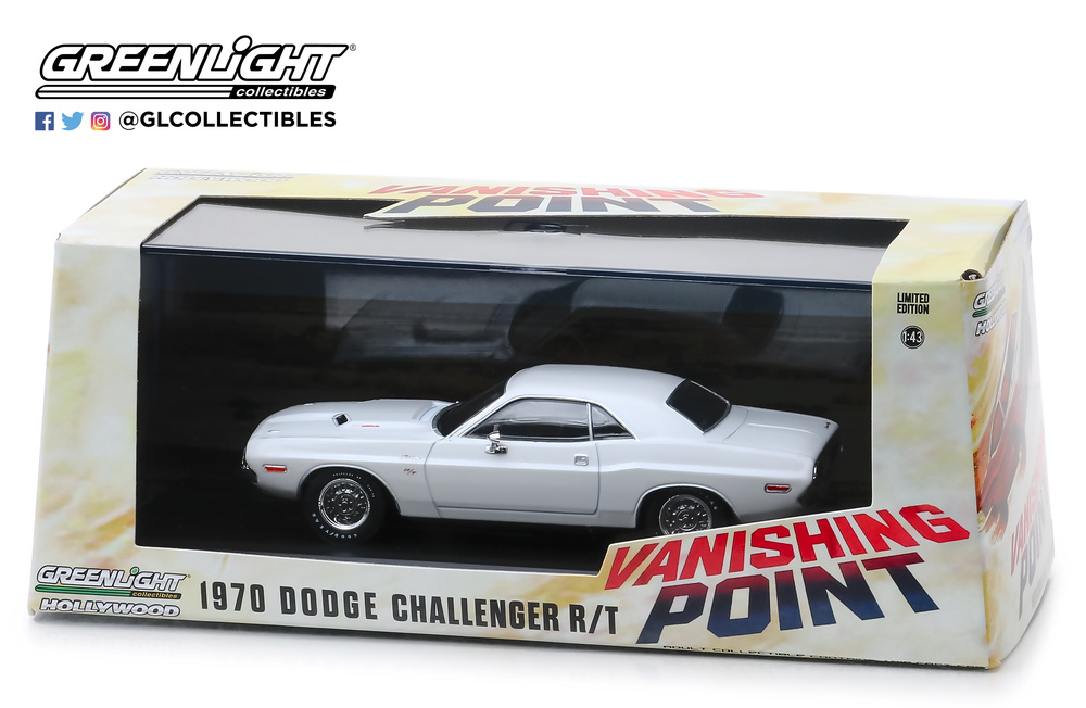 Dodge Challenger R//T 1970 Vanishing Point blanco maqueta de coche 1:18 GreenLight