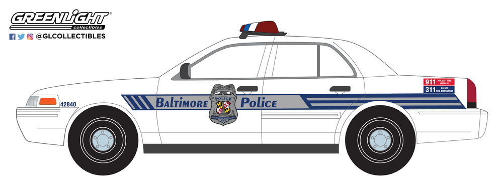 42840-D - 1-64 Hot Pursuit 27 - 2008 Ford Crown Vic Police Int - Baltimore Police 
