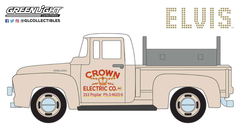 Ford F-100 Truck Crown Electric Co Elvis Presley (1954) Greenlight 44800B 1/64 