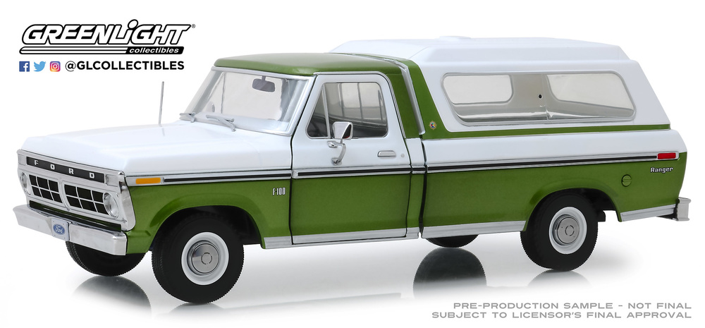 Ford F-100 Verde metalizado con caja trasera blanca (1975) Greenlight 13545 1/18 