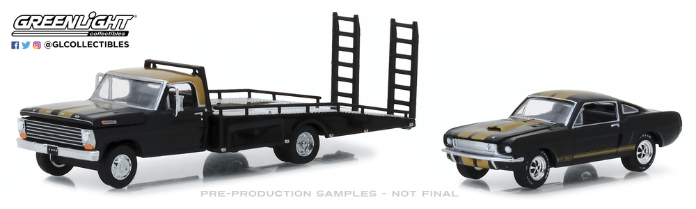 Ford F-350 Plataforma (1968) con Shelby Mustang GT350H (1966) Greenlight 33130A 1/64 
