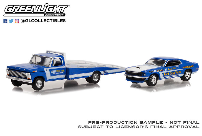 Ford F-350 plataforma con Ford Mustang 69' (Ford Drag Team) Greenlight 1/64 Ford F-350 plataforma con Ford Mustang 69' (Ford Drag Team) Greenlight 33240A 1/64