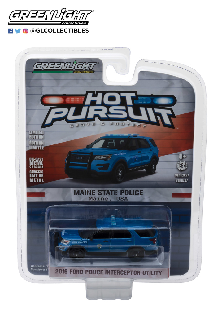 42840-F - 1-64 Hot Pursuit 27 - 2016 Ford Police Int Utility - Maine State Police 
