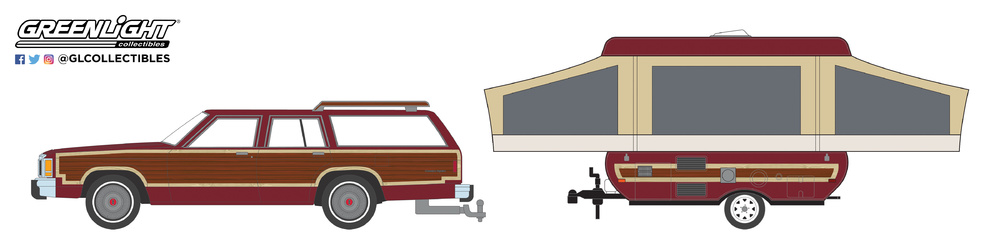 Ford LTD Country Squire + Caravana Plegable (1981) Greenlight 32160C 1/64 