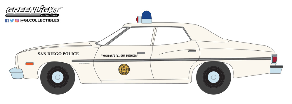 42840-A - 1-64 Hot Pursuit 27 - 1975 Ford Torino - San Diego California Police 