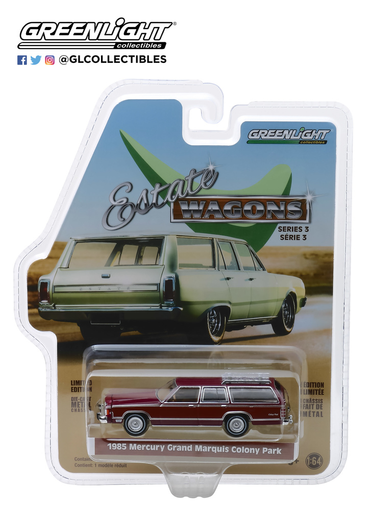 29950-F 1:64 Estate Wagons Series 3 - 1985 Mercury Grand Marquis Colony Park - Burgundy Solid Pack 