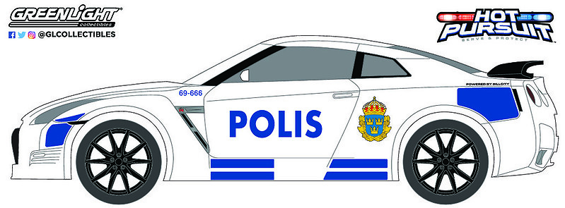 Nissan GT-R (R35) - Policia Estocolmo (2014) Greenlight 42980D 1/64 