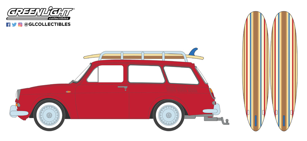 Volkswagen Type 3 familiar con tablas de surf (1962) Greenlight 97050A 1/64 