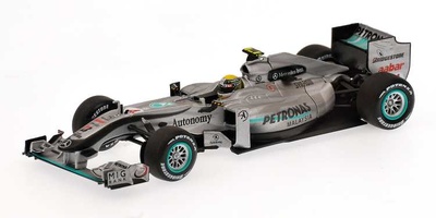 Coche Formula uno Mercedes MGP W01 "GP. Malasia" nº 4 Nico Rosberg (2010) Minichamps 1/43