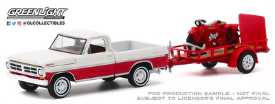 Ford F-100 con remolque y moto Indian Scout (1920) Greenlight 1/64