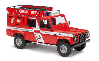 Land Rover Defender Bomberos de Reutlingen (1990) Busch 1/87