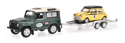 Land Rover Defender con remolque y Mini Schuco 1/64